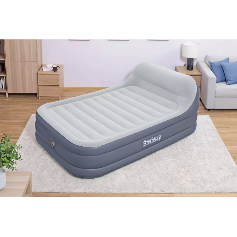 Bestway Tritech SleekFlow Headboard Air Mattress Queen with Built-in AC Pump and Antimicrobial Coating 2.26 m x 1.52 m x 84 cm