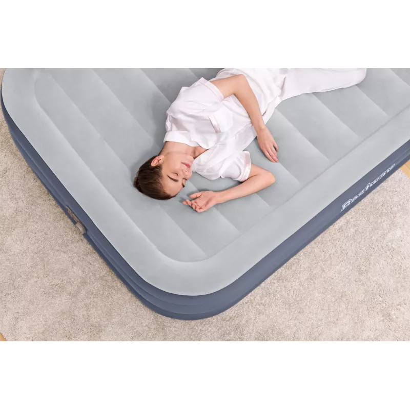 Bestway Tritech SleekFlow Headboard Air Mattress Queen with Built-in AC Pump and Antimicrobial Coating 2.26 m x 1.52 m x 84 cm