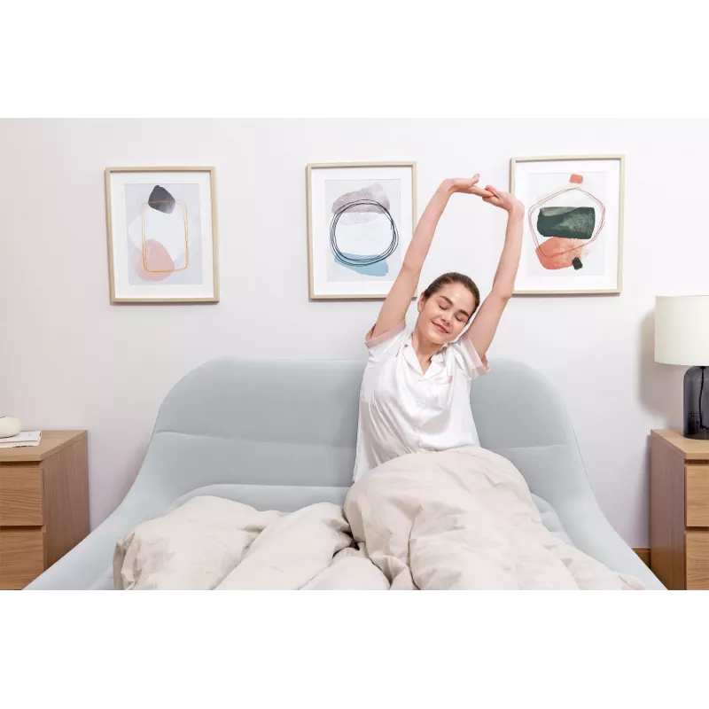 Bestway Tritech SleekFlow Headboard Air Mattress Queen with Built-in AC Pump and Antimicrobial Coating 2.26 m x 1.52 m x 84 cm