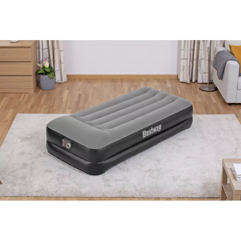 Bestway Tritech Air Mattress Twin with Built-in AC Pump and Antimicrobial Coating 1.91 m x 97 cm x 46 cm