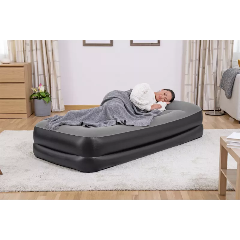 Bestway Tritech Air Mattress Twin with Built-in AC Pump and Antimicrobial Coating 1.91 m x 97 cm x 46 cm