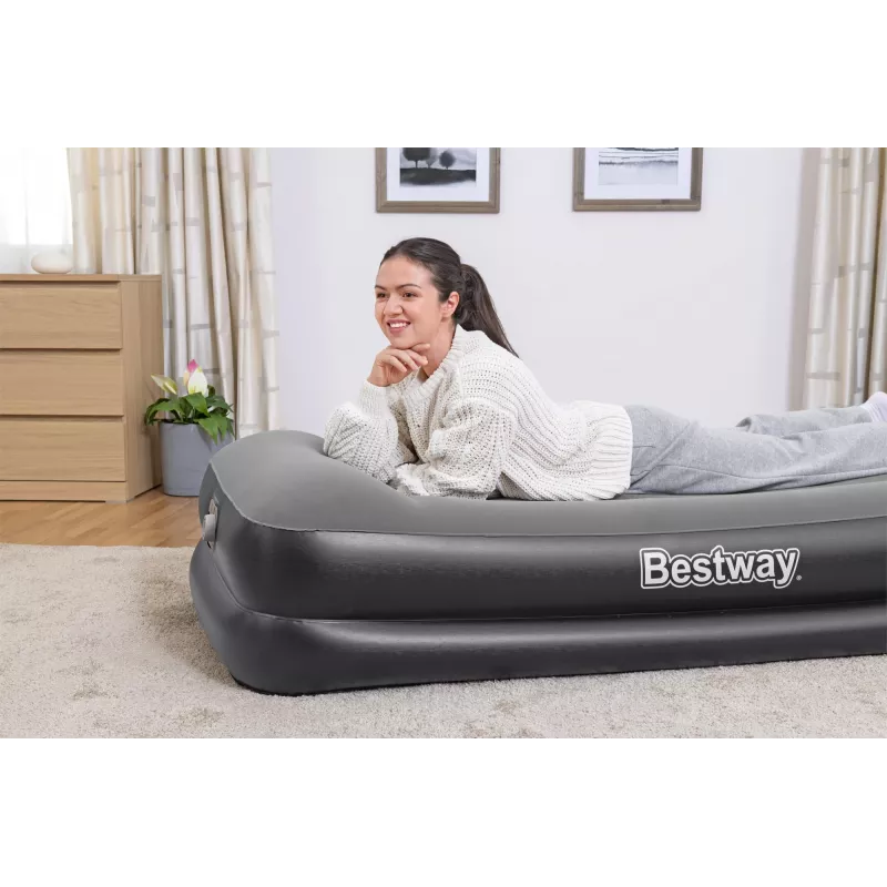 Bestway Tritech Air Mattress Twin with Built-in AC Pump and Antimicrobial Coating 1.91 m x 97 cm x 46 cm