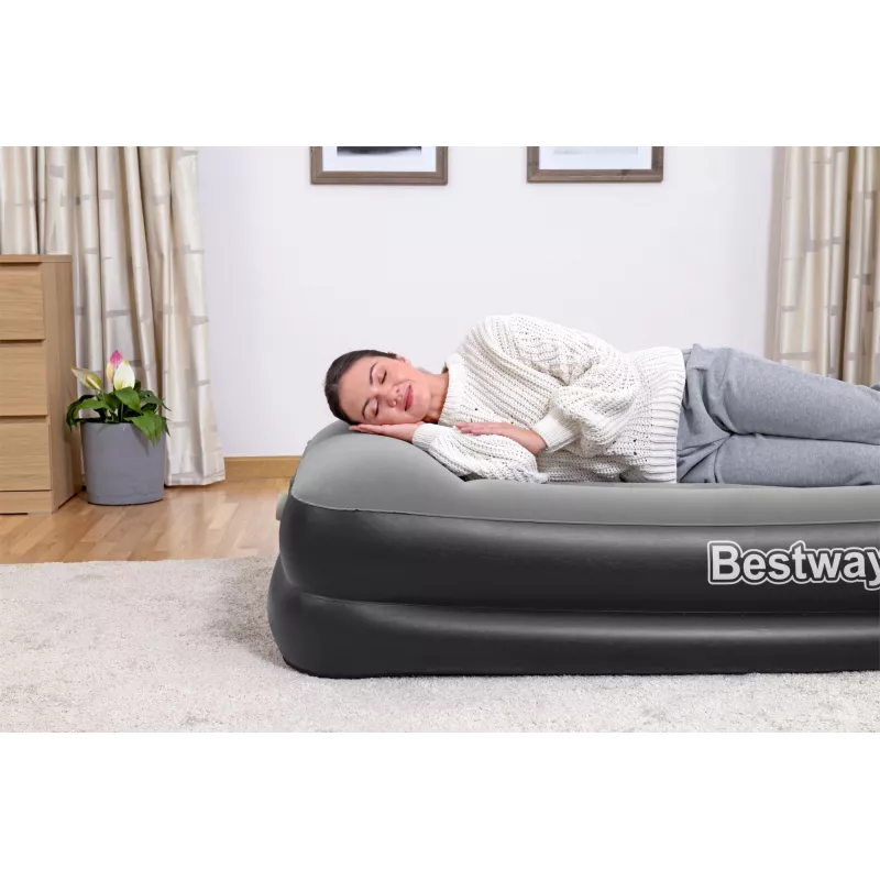 Bestway Tritech Air Mattress Twin with Built-in AC Pump and Antimicrobial Coating 1.91 m x 97 cm x 46 cm