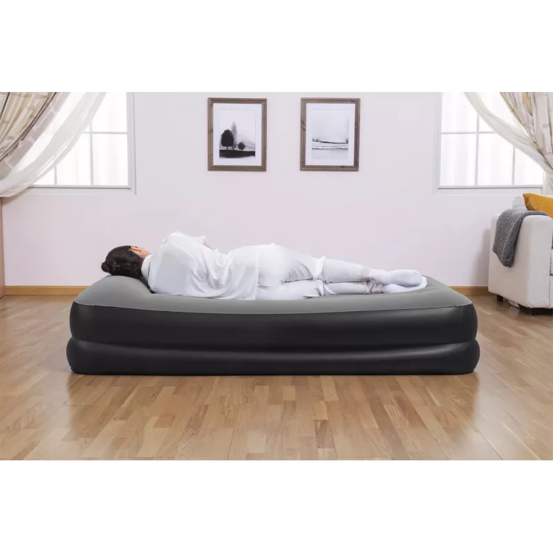 Bestway Tritech Air Mattress Twin with Built-in AC Pump and Antimicrobial Coating 1.91 m x 97 cm x 46 cm