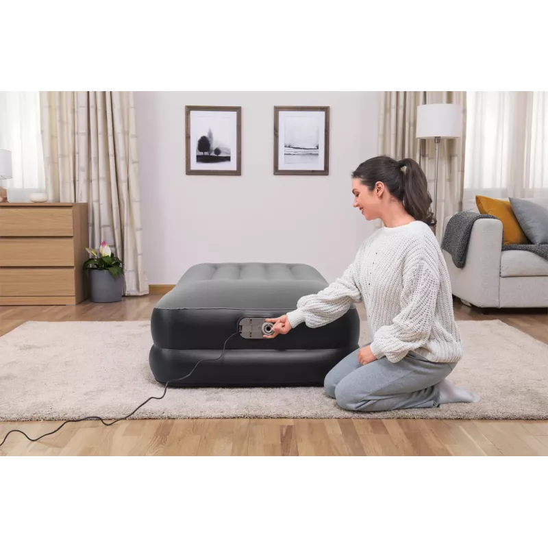 Bestway Tritech Air Mattress Twin with Built-in AC Pump and Antimicrobial Coating 1.91 m x 97 cm x 46 cm