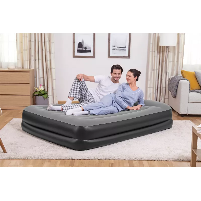 Bestway Tritech Air Mattress Queen with Built-in AC Pump and Antimicrobial Coating 2.03 m x 1.52 m x 46 cm