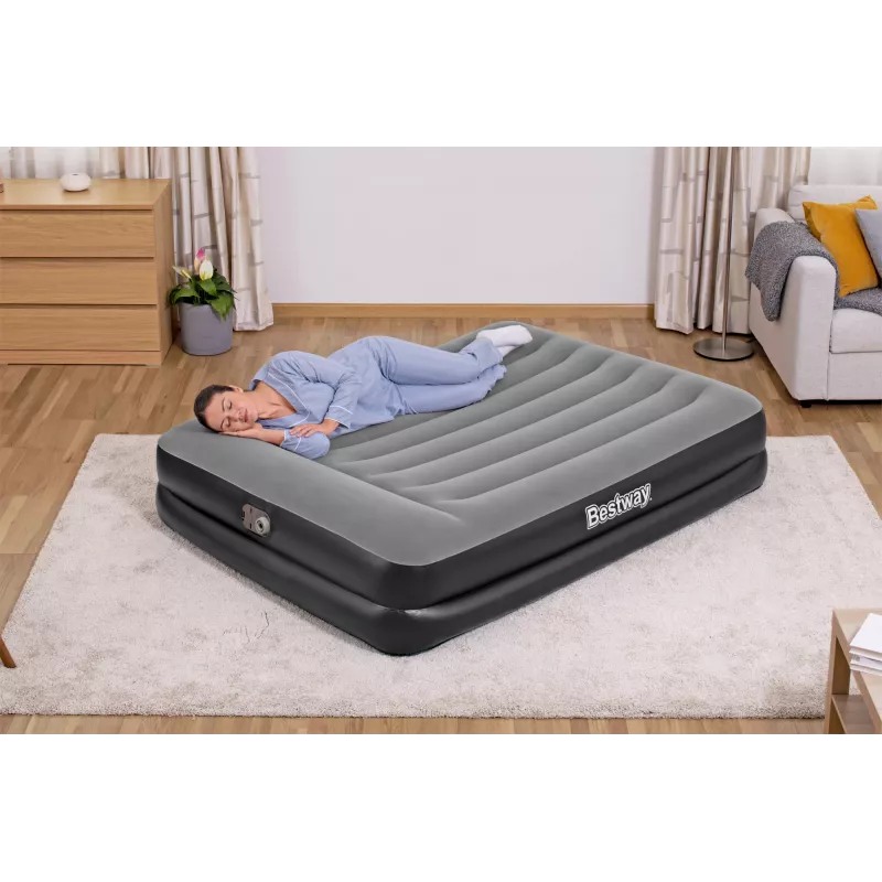 Bestway Tritech Air Mattress Queen with Built-in AC Pump and Antimicrobial Coating 2.03 m x 1.52 m x 46 cm