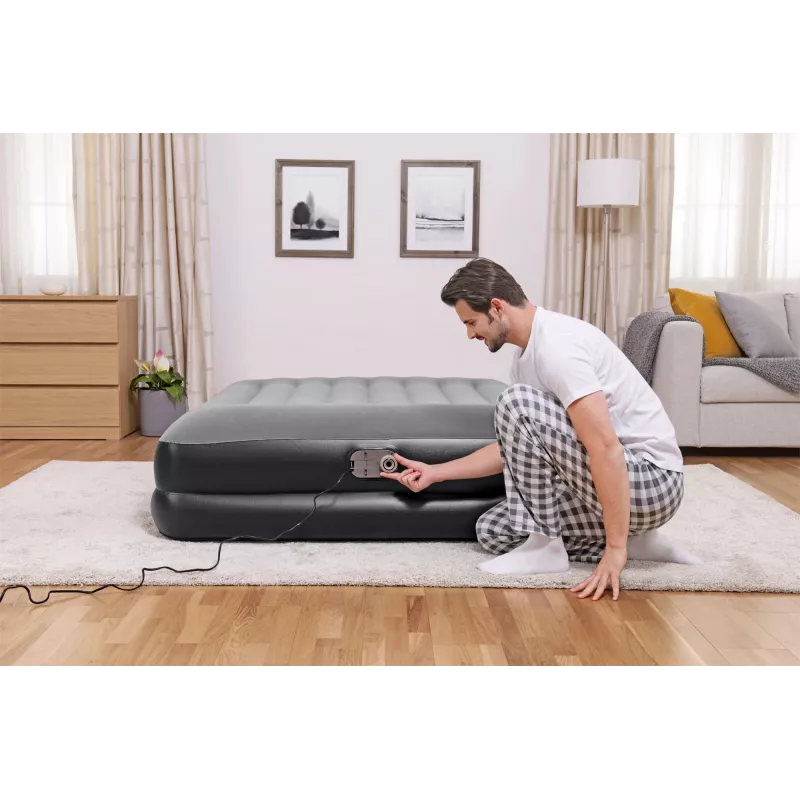 Bestway Tritech Air Mattress Queen with Built-in AC Pump and Antimicrobial Coating 2.03 m x 1.52 m x 46 cm