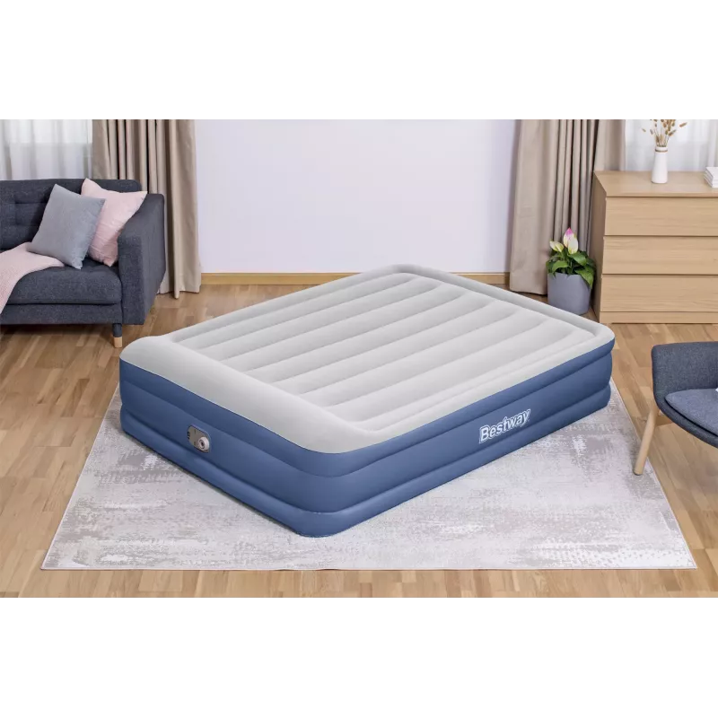 Bestway Tritech Air Mattress Queen with Built-in AC Pump and Antimicrobial Coating 2.03 m x 1.52 m x 46 cm