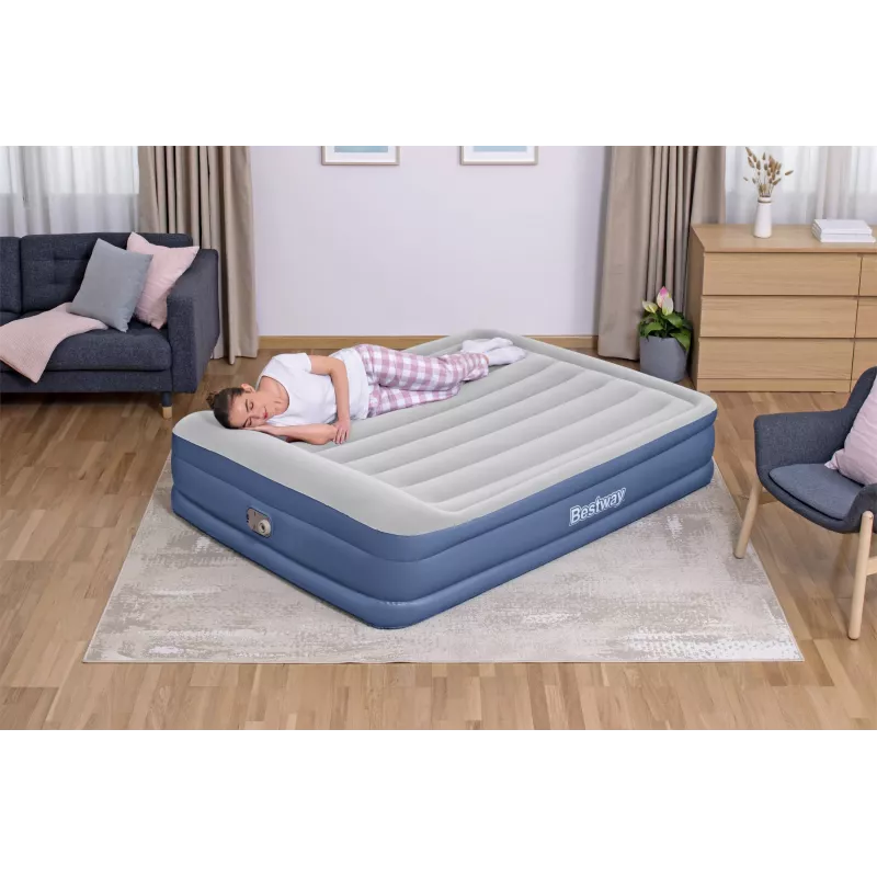Bestway Tritech Air Mattress Queen with Built-in AC Pump and Antimicrobial Coating 2.03 m x 1.52 m x 46 cm