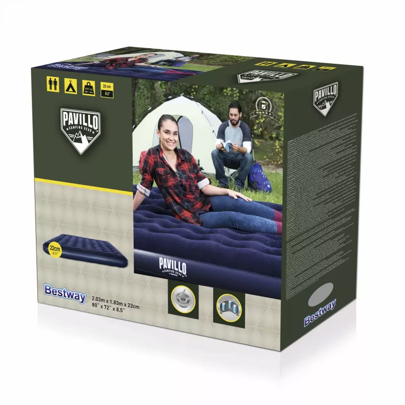Bestway Flocked Airbed - King - 2.03m x 1.83m x 22cm, Double mattress