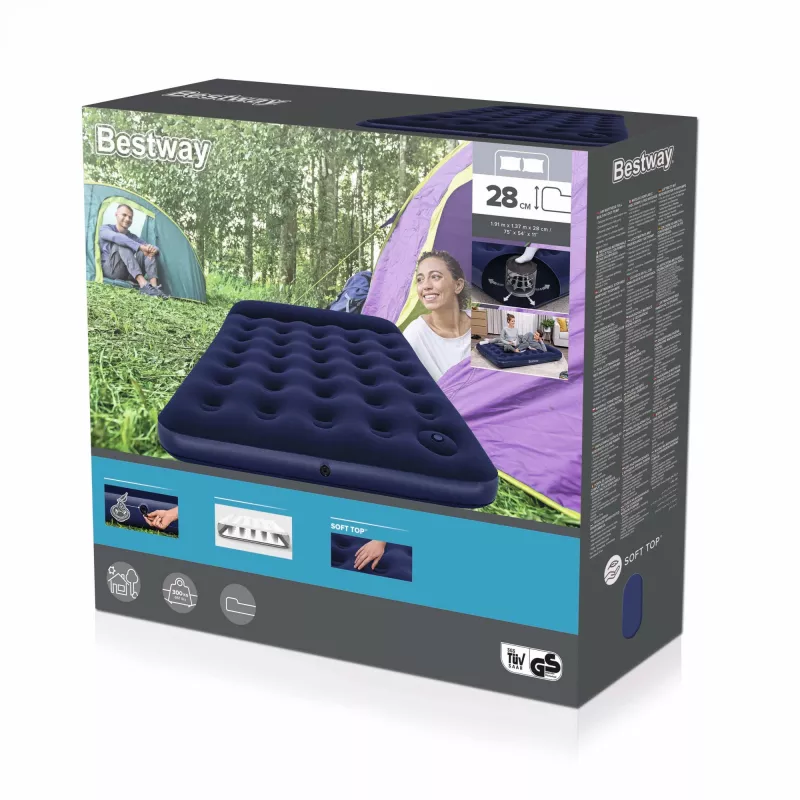 Bestway Air Mattress Full with Built-in Foot Pump 1.91 m x 1.37 m x 28 cm