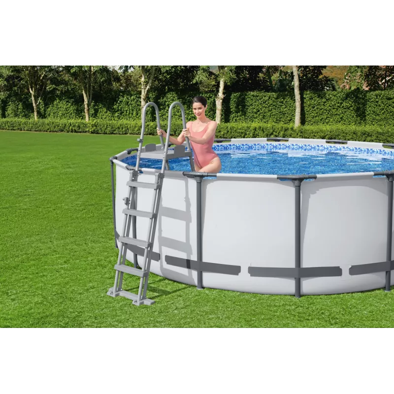 Bestway Flip & Lock Above Ground Pool Ladder 1.32 m, Ladder, Grey, Metal, Plastic, 150 kg, 4 steps, EN16582