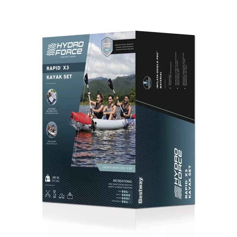 Bestway Hydro Force Rapid X3 Inflatable 3-Person Kayak Set 3.81 m