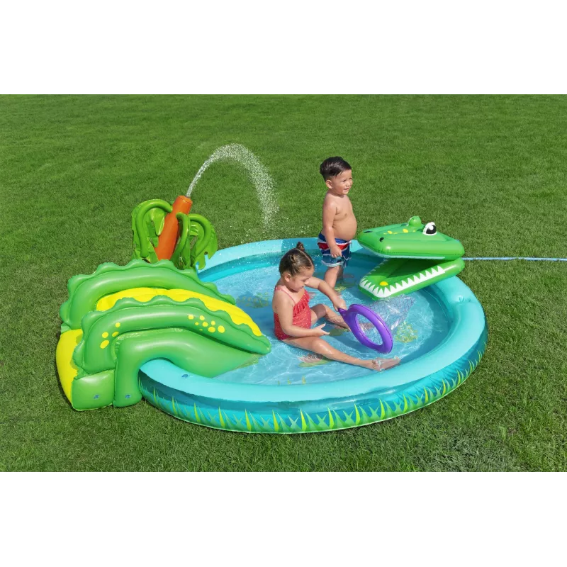 Bestway Crocodile Cove Kids Inflatable Water Play Center and Pool 2.24 m x 1.81 m x 72 cm