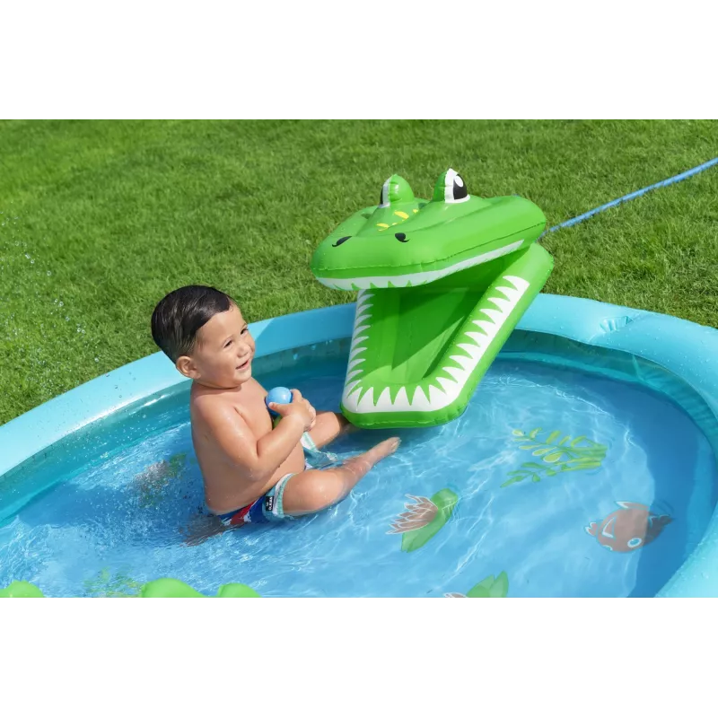 Bestway Crocodile Cove Kids Inflatable Water Play Center and Pool 2.24 m x 1.81 m x 72 cm
