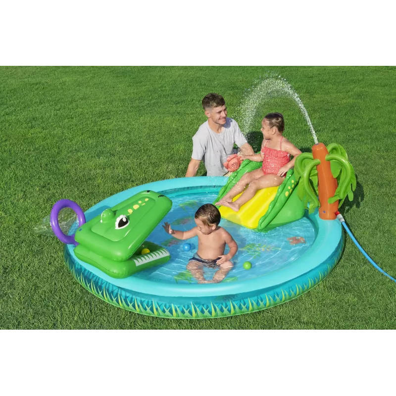 Bestway Crocodile Cove Kids Inflatable Water Play Center and Pool 2.24 m x 1.81 m x 72 cm