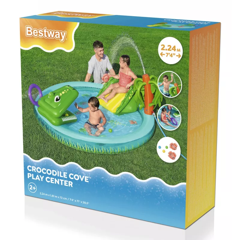 Bestway Crocodile Cove Kids Inflatable Water Play Center and Pool 2.24 m x 1.81 m x 72 cm