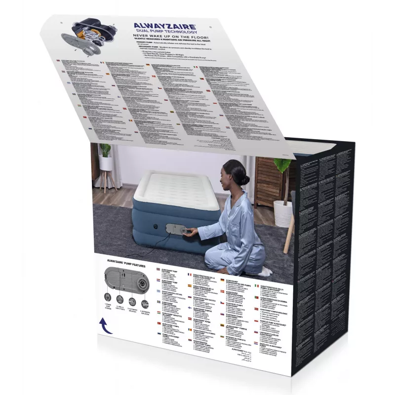 Bestway AlwayzAire Twin Air Mattress with Built-in Dual Pump 1.91 m x 97 cm x 46 cm