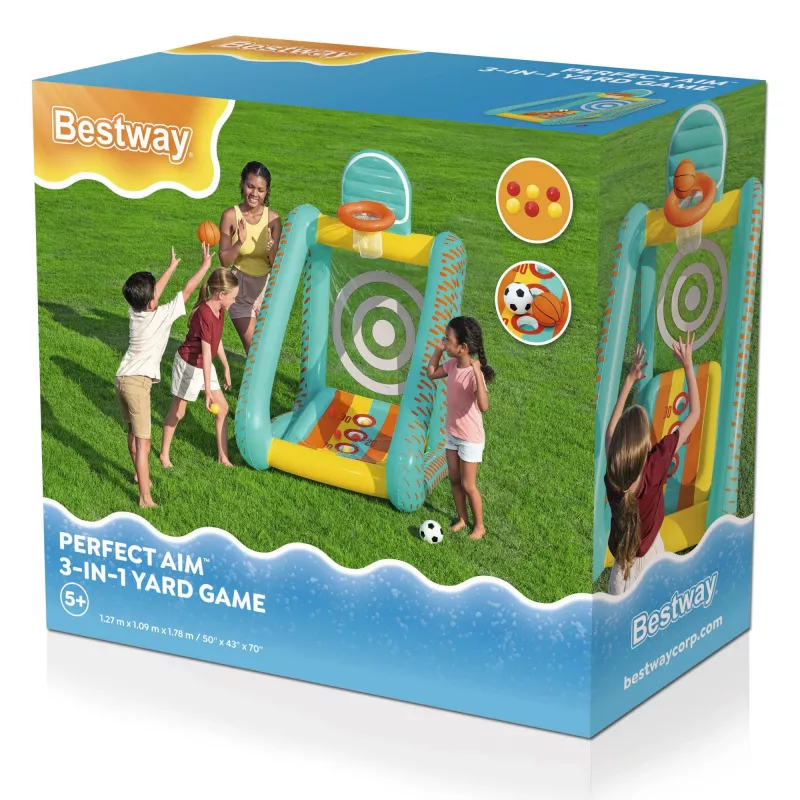 Bestway Perfect Aim 3-in-1 Inflatable Yard Game, Inflatable play center, 5 yr(s), Polyvinyl chloride (PVC), Multicolour