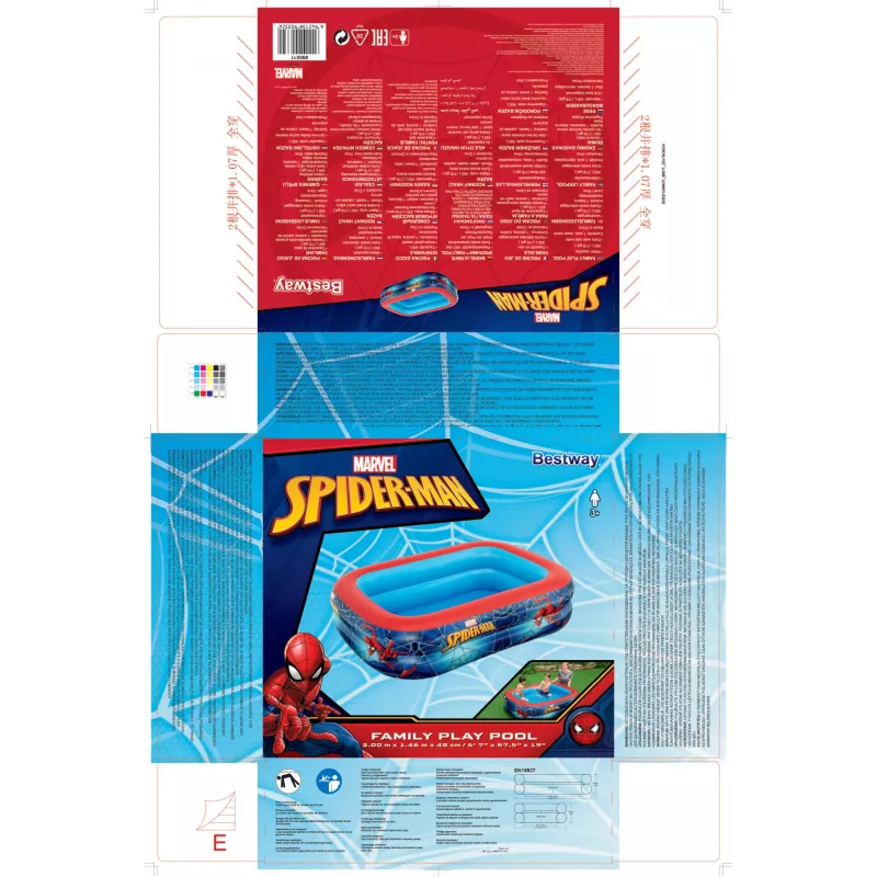 Bestway Play Pool, Inflatable pool, 450 L, Rectangular, 6 yr(s), Spider-Man, Vinyl