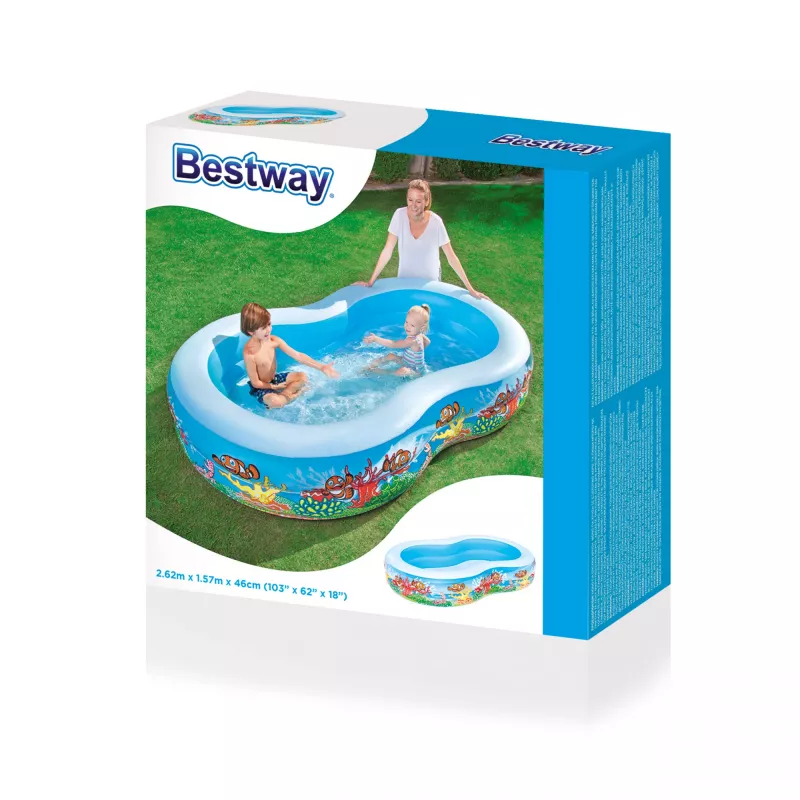 Bestway Inflatable Family Play Pool 2.62m x 1.57m x 46cm, Inflatable pool, 544 L, Rectangular, Vinyl, Multicolour