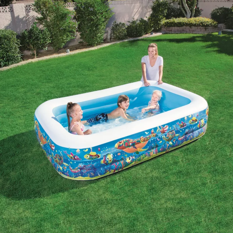 Bestway Inflatable Family Play Pool 2.29m x 1.52m x 56cm, Inflatable pool, 702 L, Rectangular, 6 yr(s), Vinyl, Multicolour