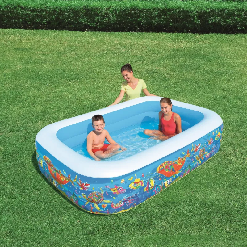Bestway Inflatable Family Play Pool 2.29m x 1.52m x 56cm, Inflatable pool, 702 L, Rectangular, 6 yr(s), Vinyl, Multicolour