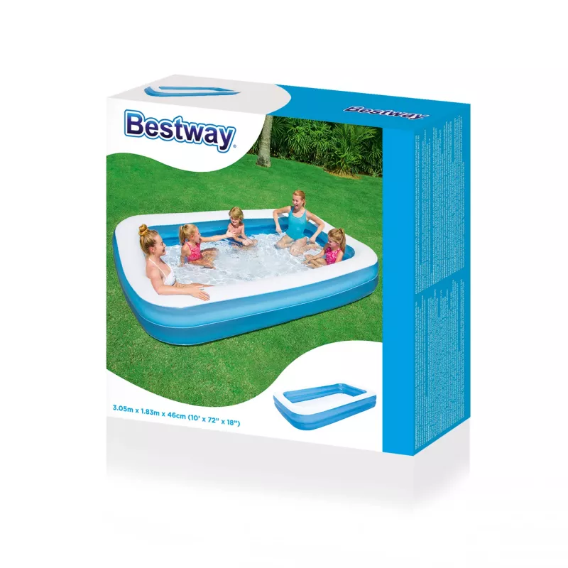 Bestway Inflatable Blue Rectangular Family Pool 3.05m x 1.83m x 46cm