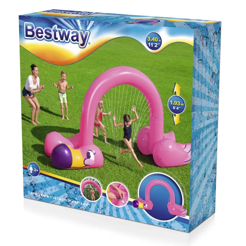 Bestway 11'2 inch x 43 inch x 6'4 inch/3.40m x 1.10m x 1.93m Jumbo Flamingo Sprinkler