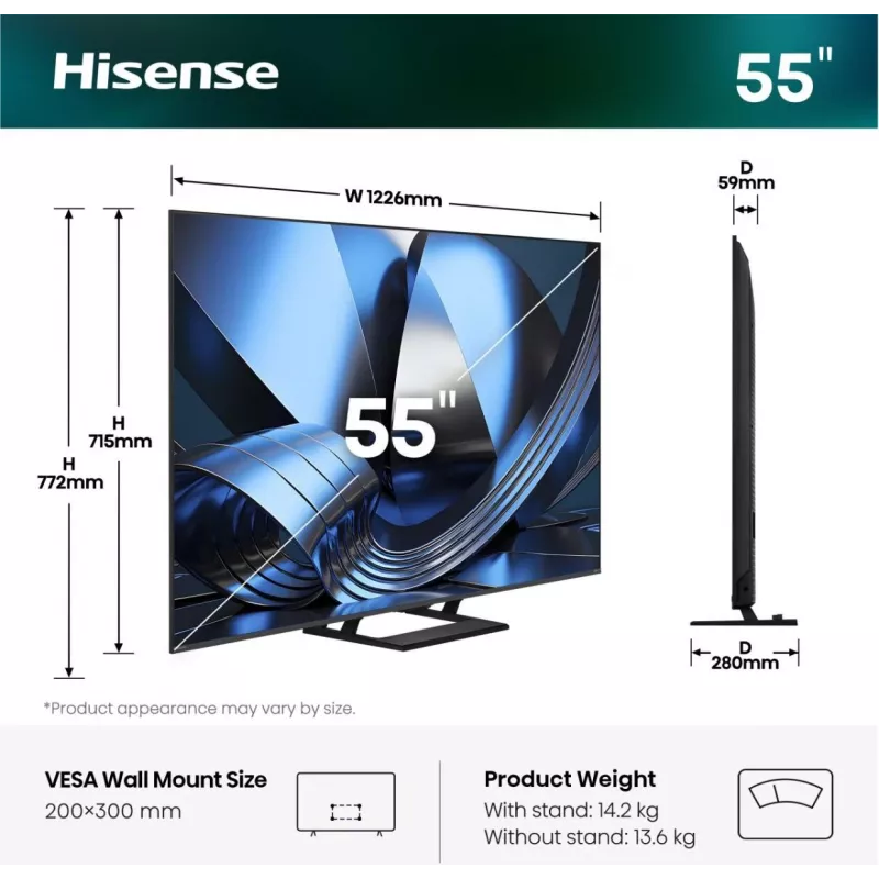 Hisense 55U7SE 55 inch ULED Mini-LED 4K Smart TV 20018749