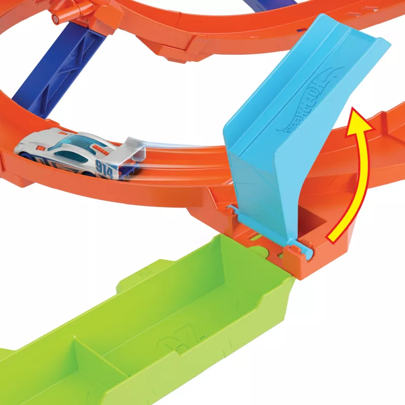 Hot Wheels Action Loop Cyclone Challenge Track Set with 1:64 Scale Toy Car, Easy Storage