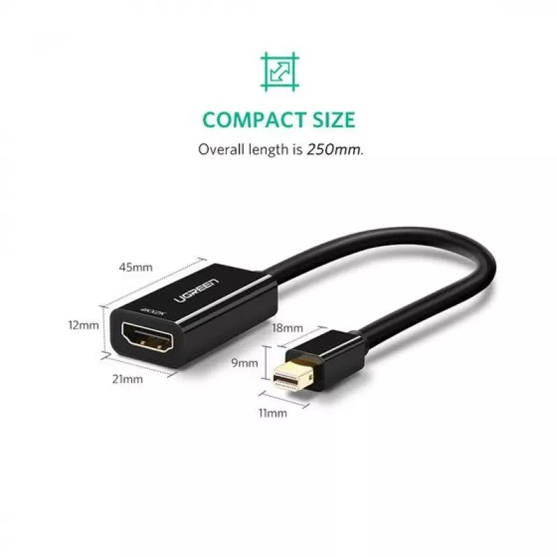 Ugreen 40360 video cable adapter 0.25 m Mini DisplayPort HDMI Black