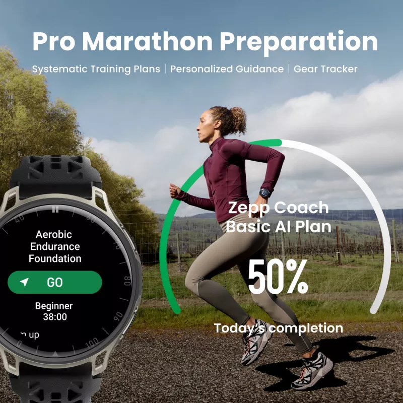 Amazfit Cheetah 2 Pro 3.35 cm (1.32 inch) AMOLED 48 mm Digital 466 x 466 pixels Touchscreen Titanium Wi-Fi
