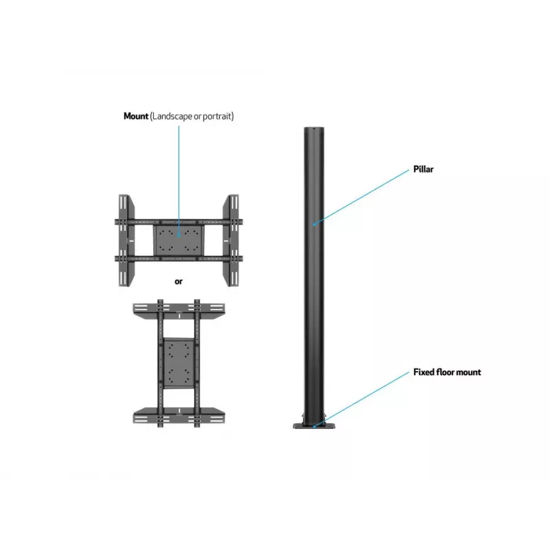 Multibrackets M Display Stand 180 Single Black w, Floormount