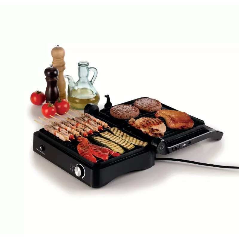 Ariete 1934 MetalGrill 3in1, Electric grill for mixed grilling, 2000 W, 3 cooking modes, non-stick plates, Silver/Black