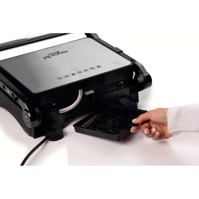 Ariete 1934 MetalGrill 3in1, Electric grill for mixed grilling, 2000 W, 3 cooking modes, non-stick plates, Silver/Black
