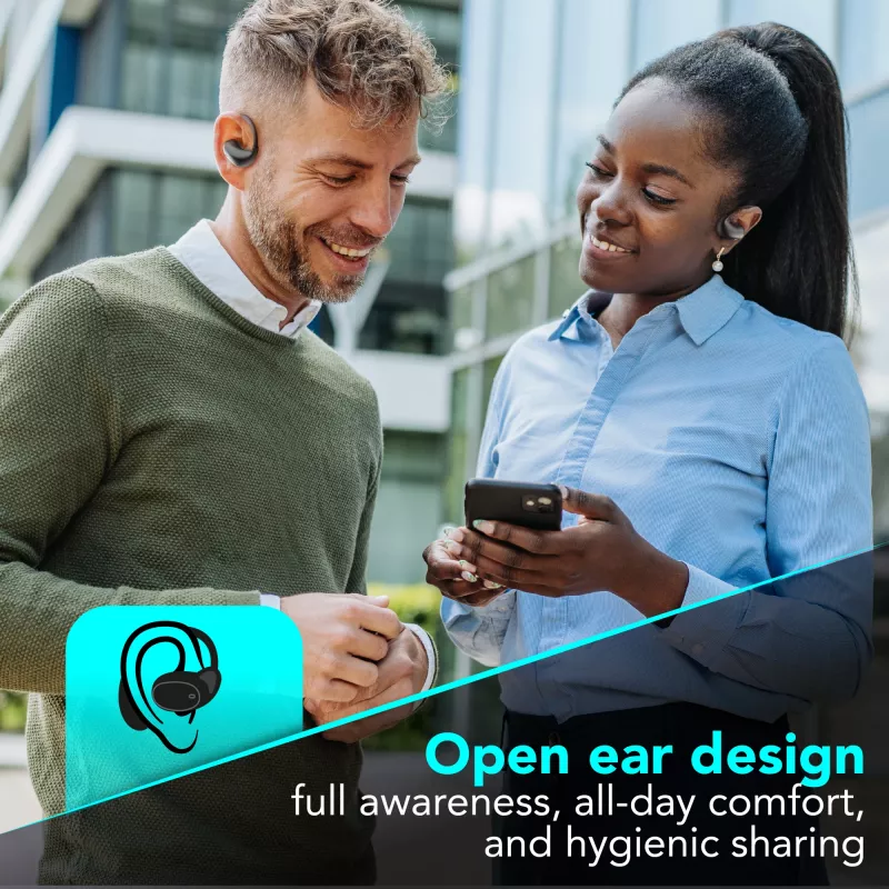 Cellularline Nebit – TWS Translator NEBIT TWS earbuds with real-time translation functionality. Elegant and intelligent, designed to break language barriers and support instant communication and transcription.