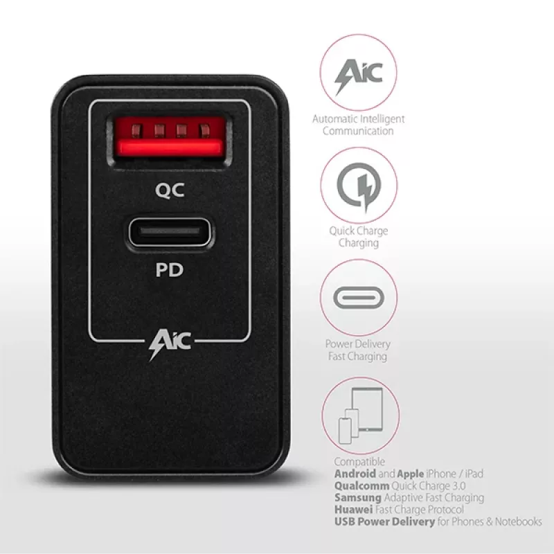 Axagon ACU-PQ22 mobile device charger Mobile phone, Power bank, Smartphone, Smartwatch, Tablet, Universal Black AC Fast charging Indoor