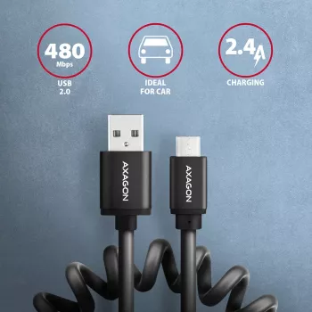 Axagon BUMM-AM10TB USB cable USB 2.0 0.6 m Micro-USB B USB A 0.48 Gbit/s Black