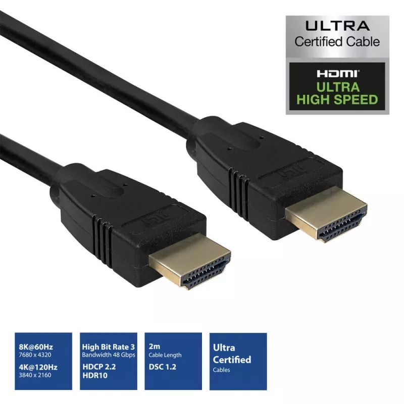 ACT 2 meters HDMI 8K Ultra High Speed Certified cable v2.1 HDMI-A male - HDMI-A male