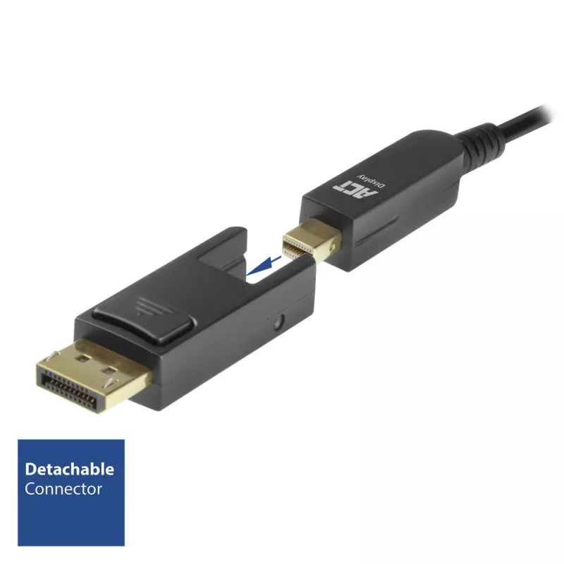 ACT 20 meters DisplayPort 1.4 Active Optical Cable 8K with detachable connector
