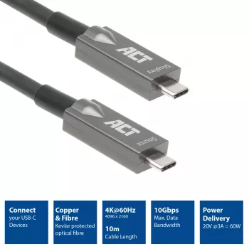 ACT USB-C 3.2 Gen2 Active Optical Cable (AOC) connection cable, 10m