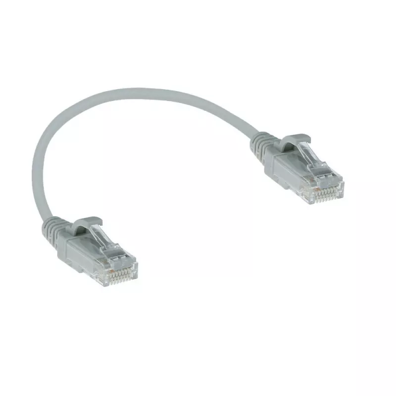 ACT Grey 0.15 meter LSZH U/UTP CAT6 datacenter slimline patch cable snagless with RJ45 connectors
