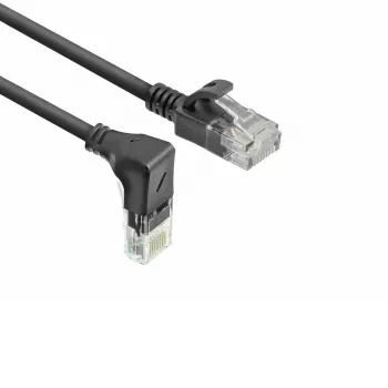 ACT Black 1.5 meters U/UTP CAT6A LSZH Slimline patch cable with RJ45 connectors 90° angled down to straight