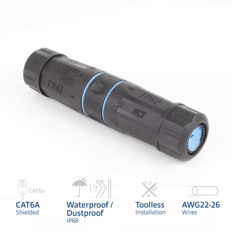 ACT SD6521 CAT6A outdoor IP68 cable coupler