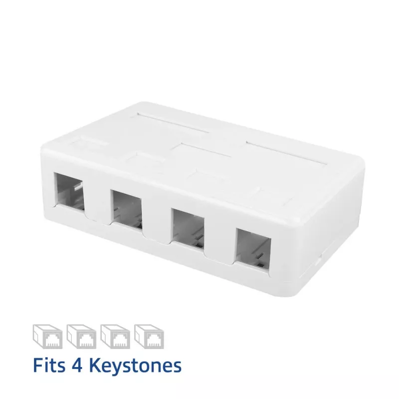 ACT Unloaded surface keystone mount box for 4 keystone jacks