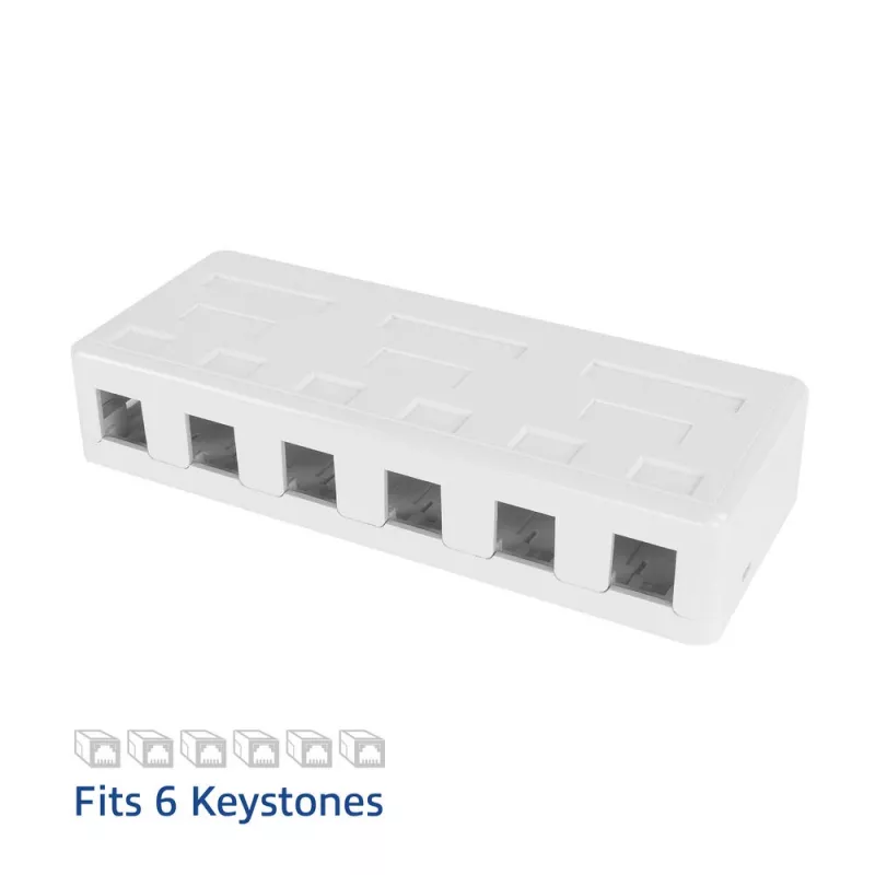 ACT Unloaded surface keystone mount box for 6 keystone jacks