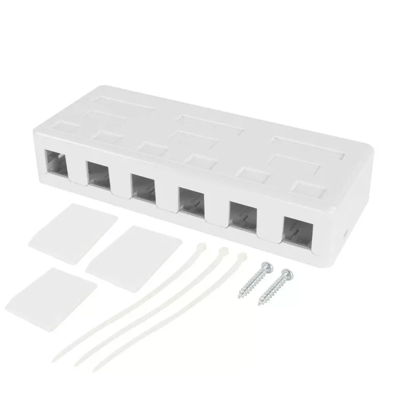 ACT Unloaded surface keystone mount box for 6 keystone jacks