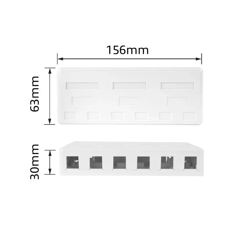 ACT Unloaded surface keystone mount box for 6 keystone jacks